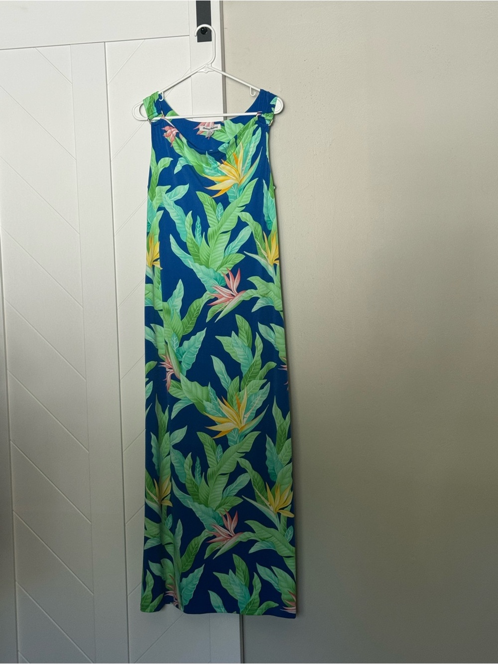 Tommy Bahama Nirvana Night Tropical Maxi Dress Bird of Paradise Blue M - Picture 3 of 9